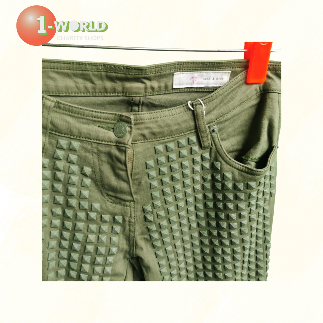 Sass & Bide Studded Pants - XS Olive Green