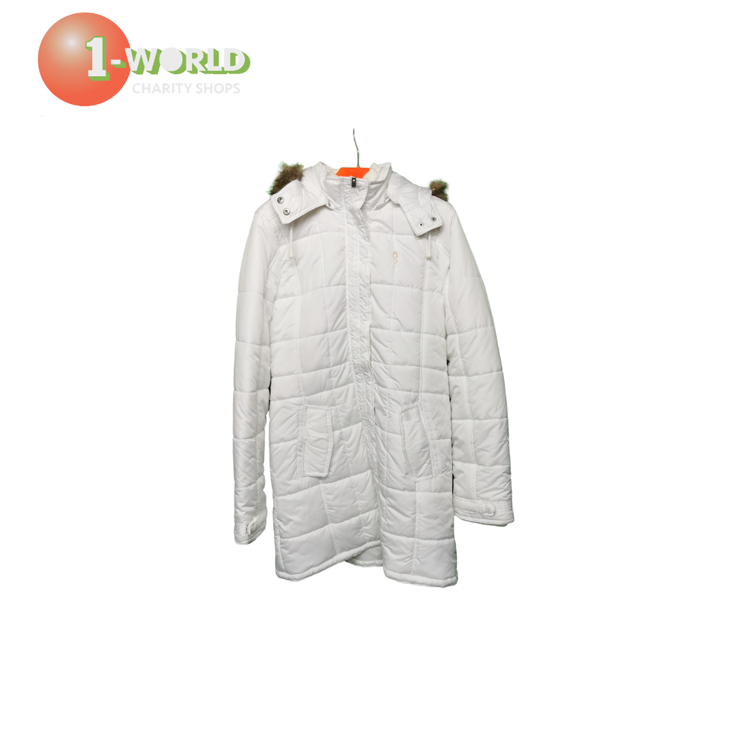 Paris Hilton Long White Puffer Jacket - Size L White