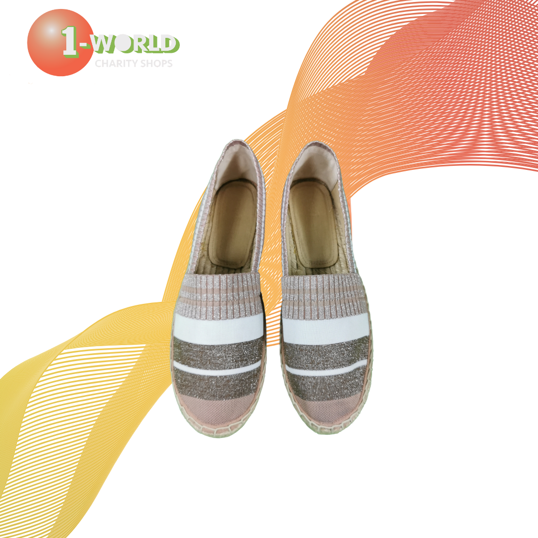 Seed Sasha Stripe Espadrille - 40 Beige/Bronze