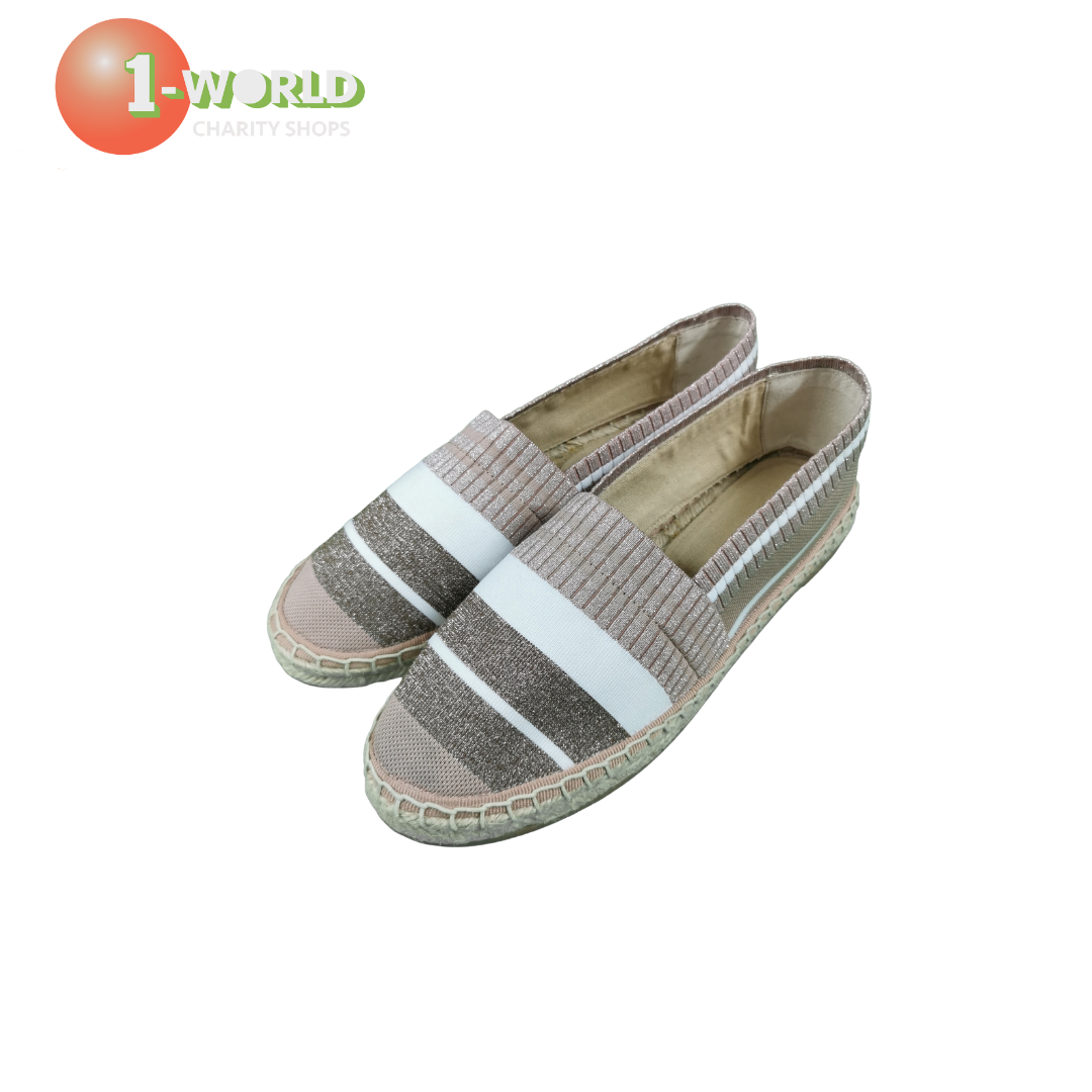 Seed Sasha Stripe Espadrille - 40 Beige/Bronze