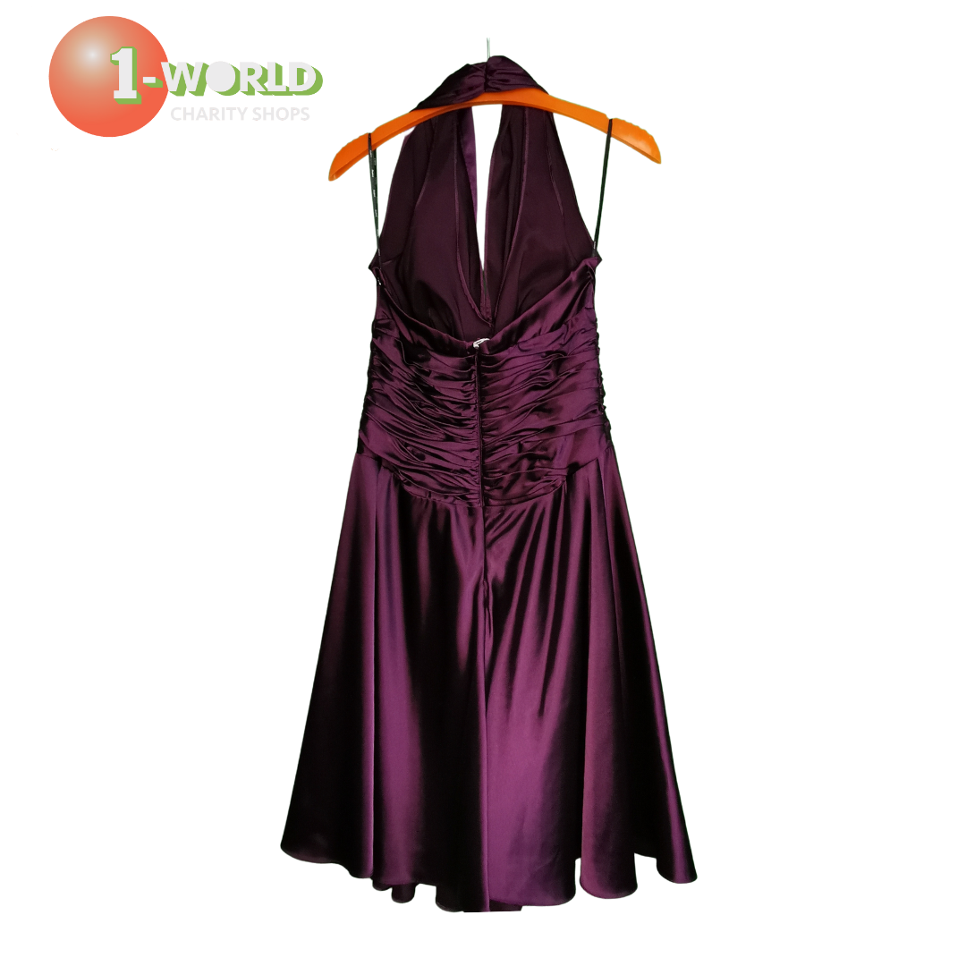 Halter mid length Evening Dress - AU 8 Purple