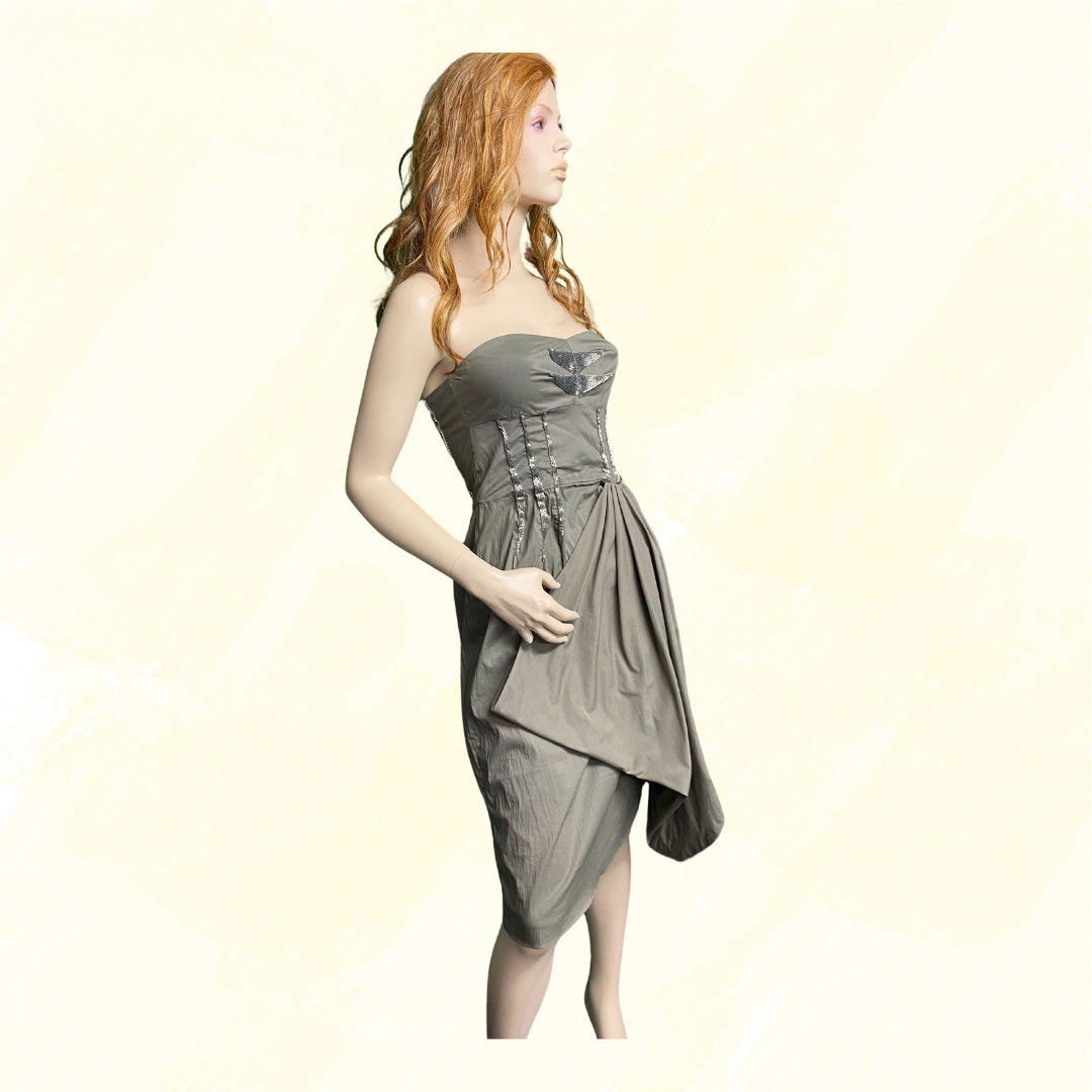 Willow Strapless Dress with glass beads - Beige 10