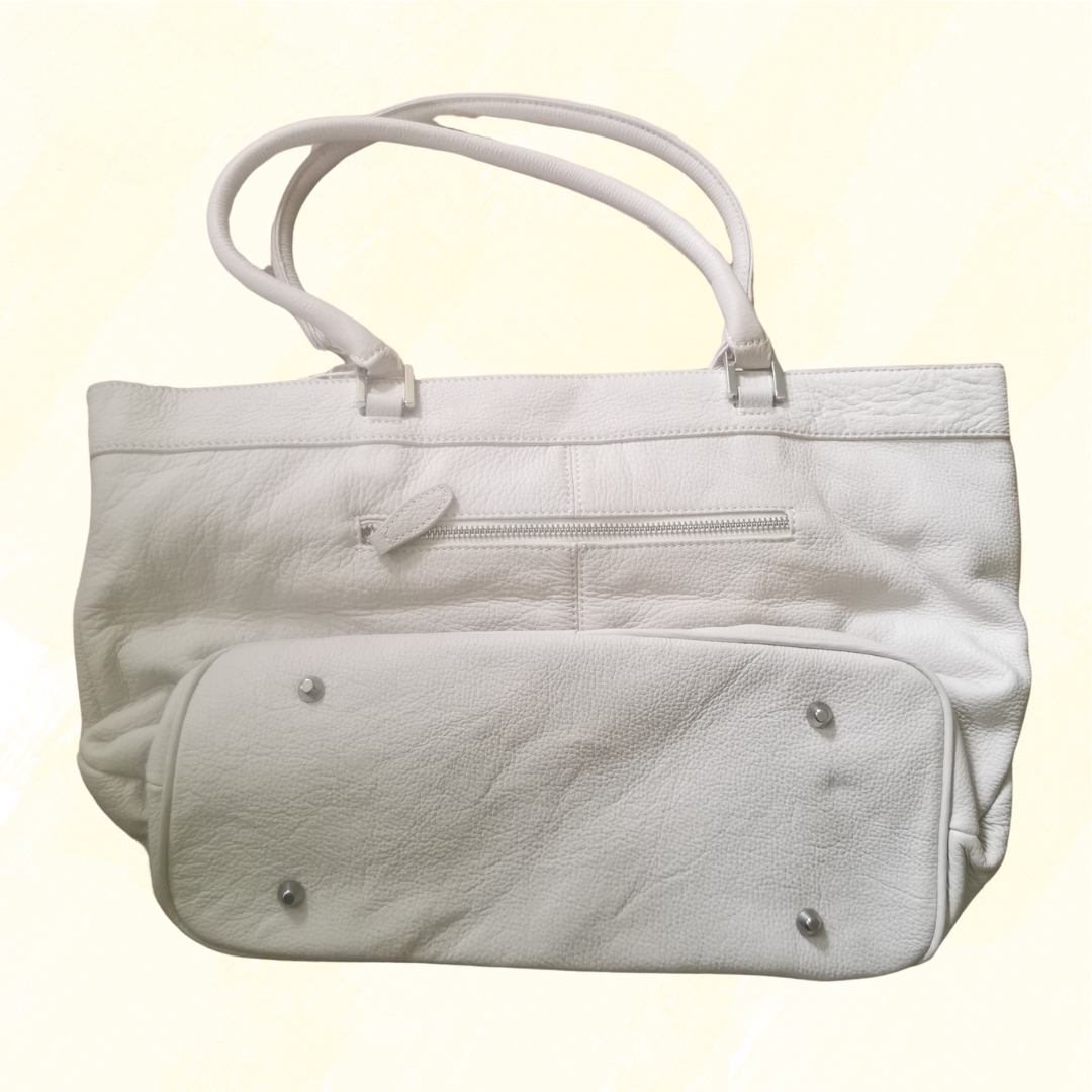 Paper Windmill Leather Handbag - Large - Off White