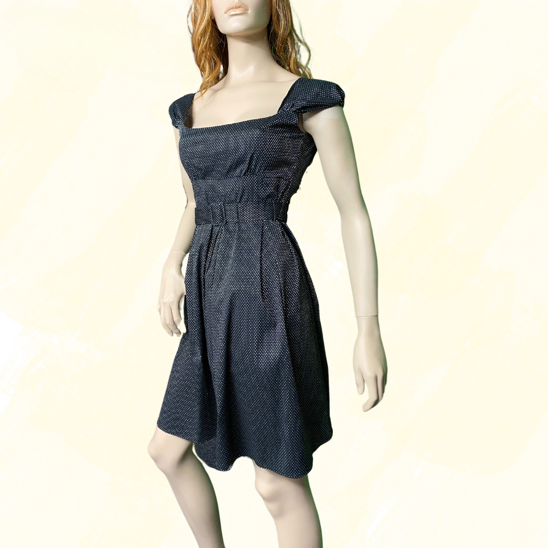 Wayne Cooper Short Belted party dress - Black white spot 2