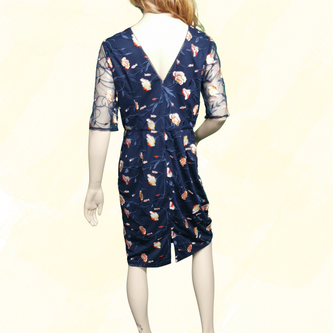 Phase Eight Mariah Dress - Size 16 - Navy/Mul