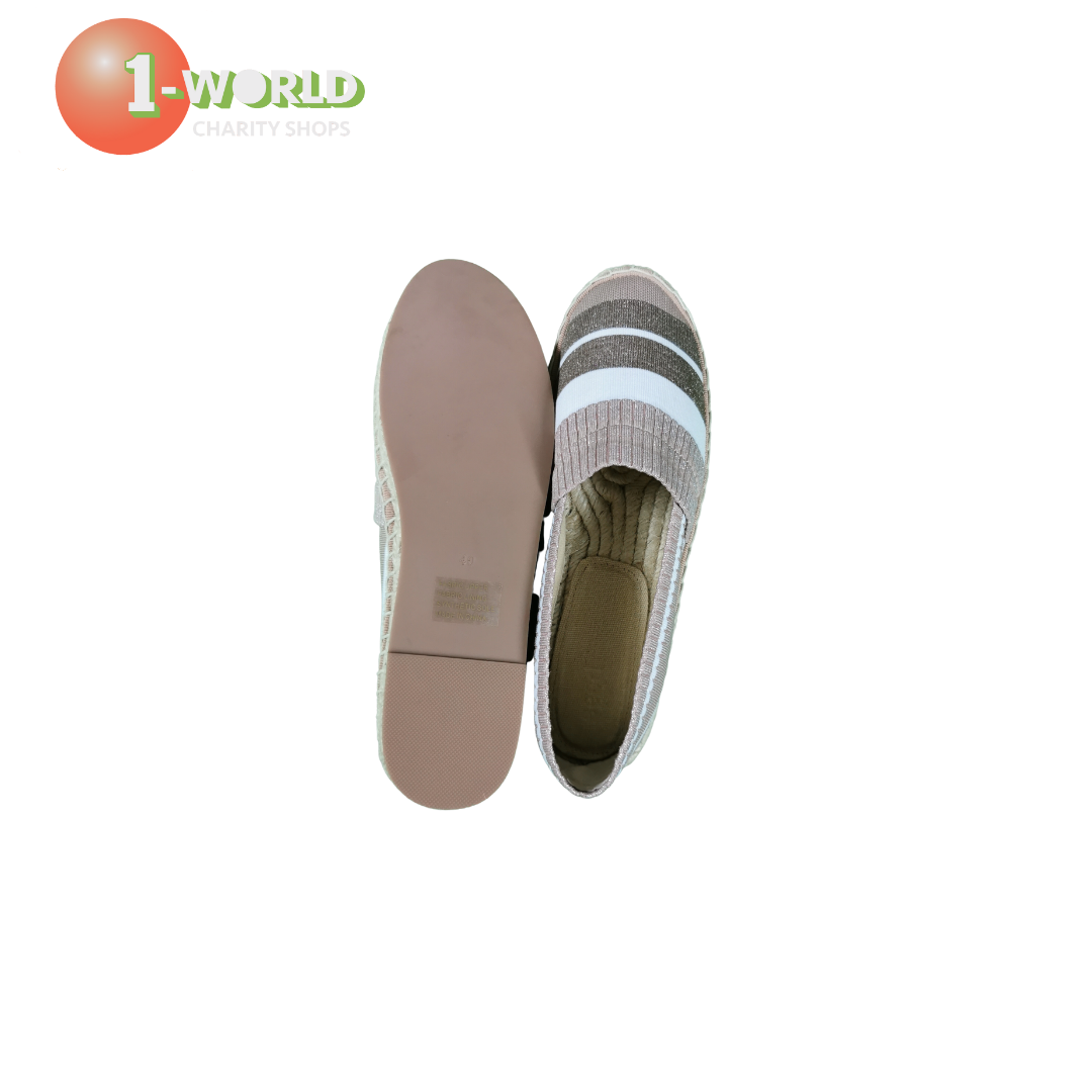 Seed Sasha Stripe Espadrille - 40 Beige/Bronze