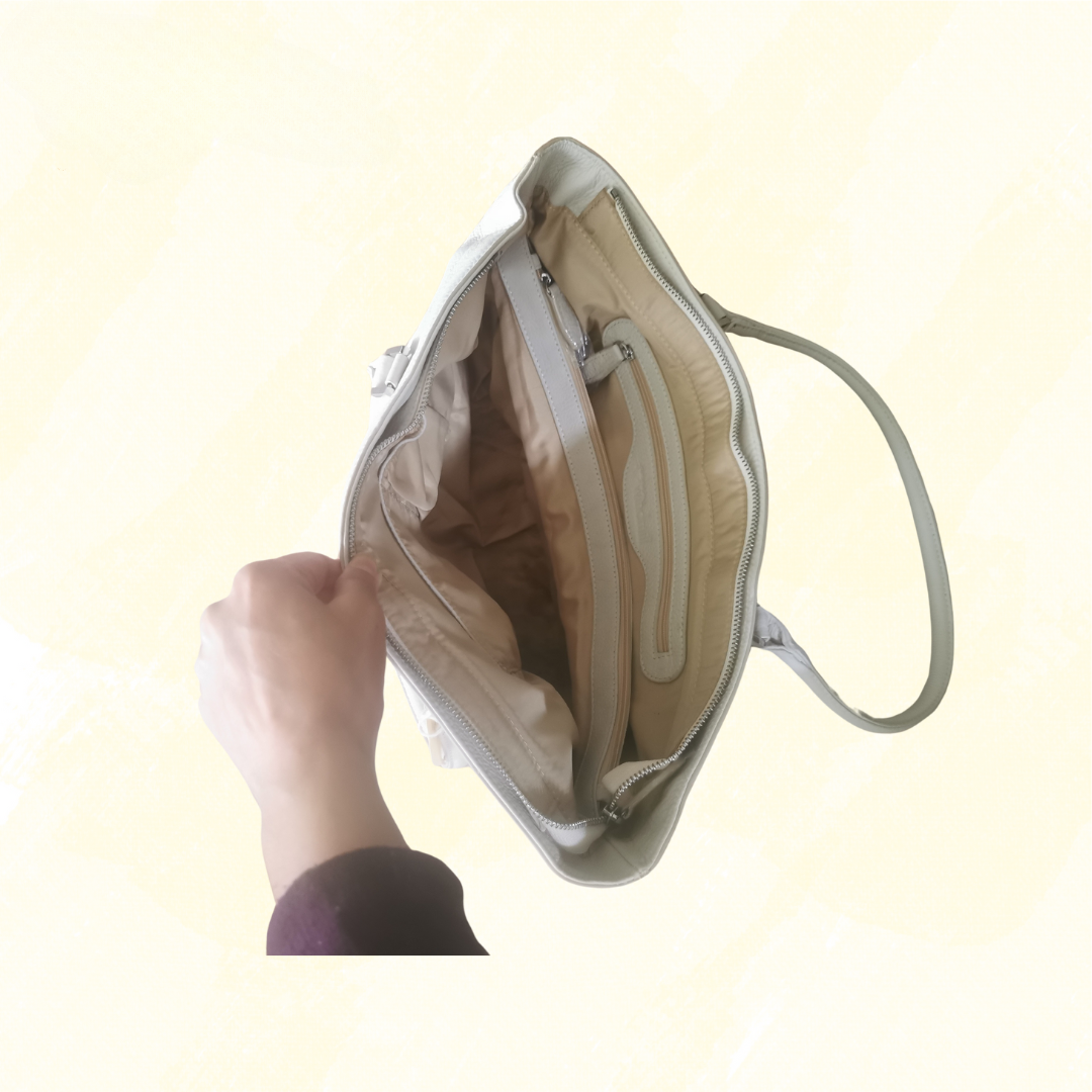 Paper Windmill Leather Handbag - Large - Off White