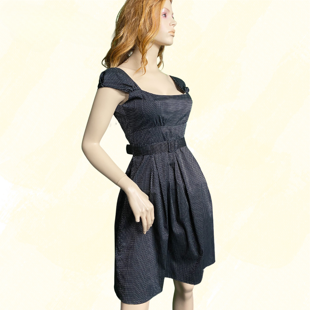 Wayne Cooper Short Belted party dress - Black white spot 2