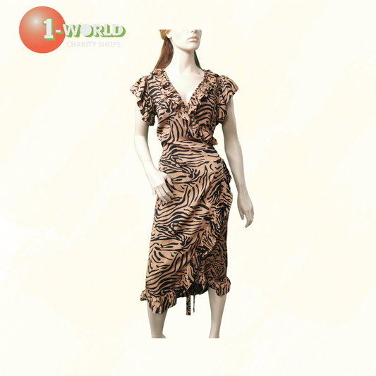 DE LA VALI Cadaques Dress - AU 12 Black/Beige Tiger