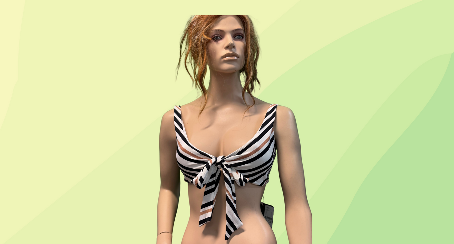 Jets by Jessica Allen Cross Over Swim Top - 12 - Bronze Stripe RRP $139.95