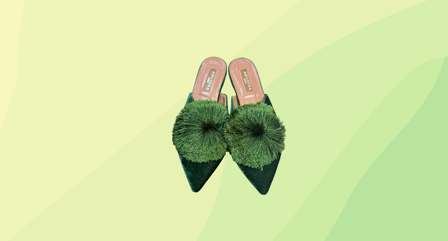 Aquazzure Powder Puff Suede Flat - Size 39 - Jade