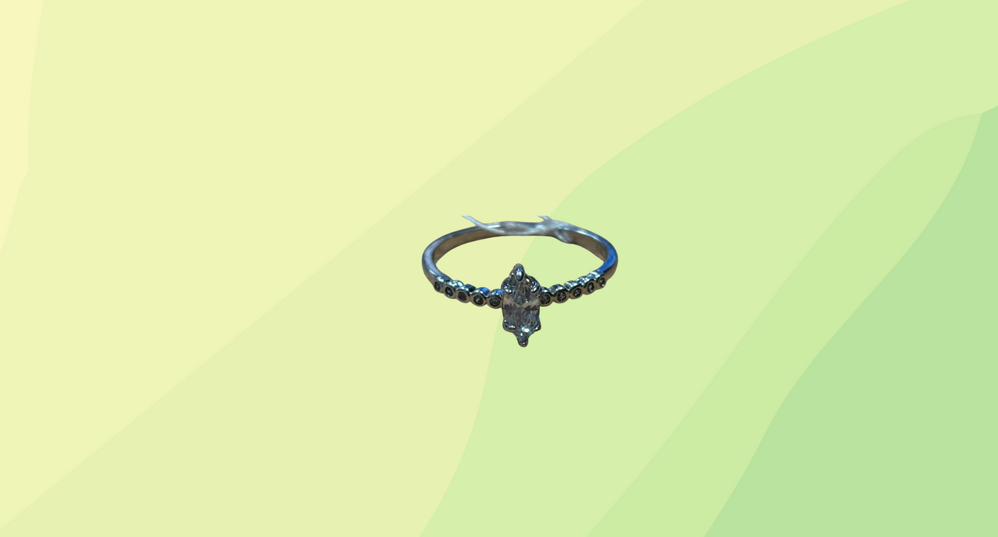 Silver Ring - Size 'U' Oval CZ