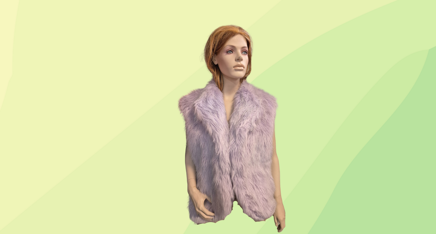 Charlie Brown Faux Fur Vest RRP $499 - Size 12 - Lilac