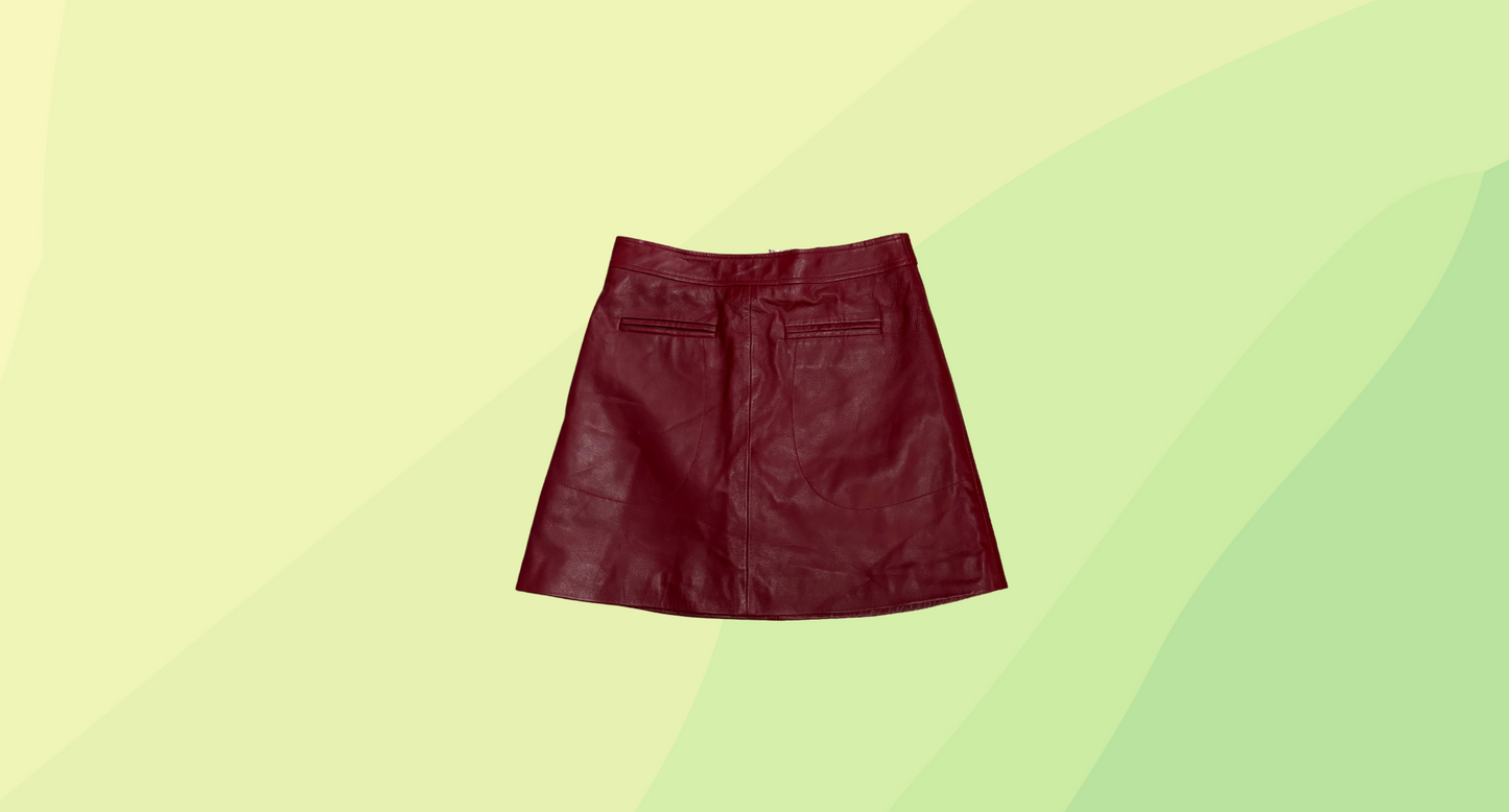Seed Leather A Line Mini Skirt - Size 8 - Sangria