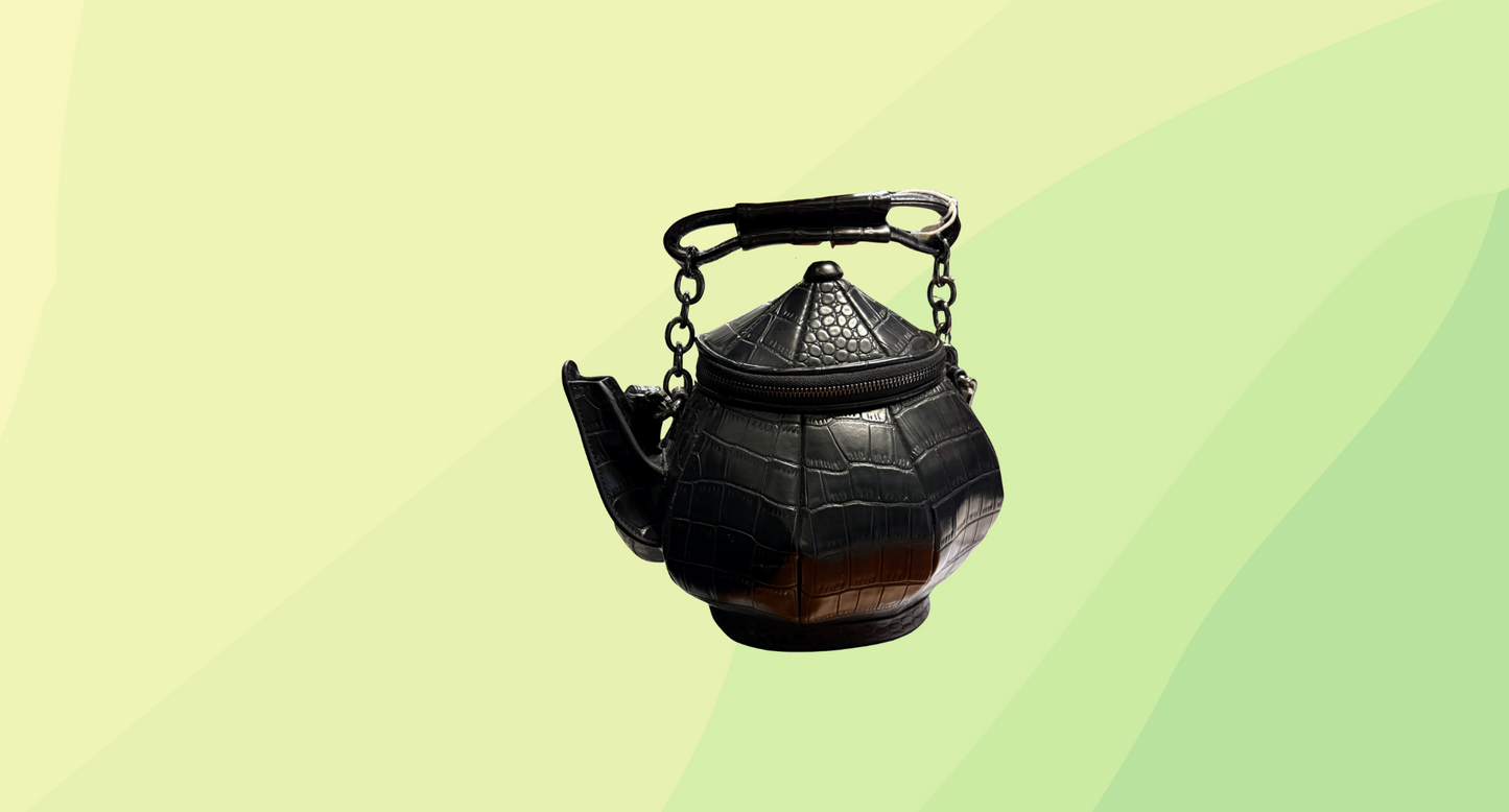 Leather Crossbody Teapot Bag - Black
