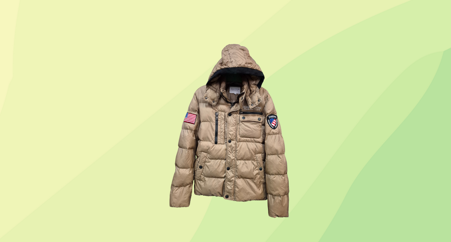 Dapper Puffer Jacket - L - Khaki Brown