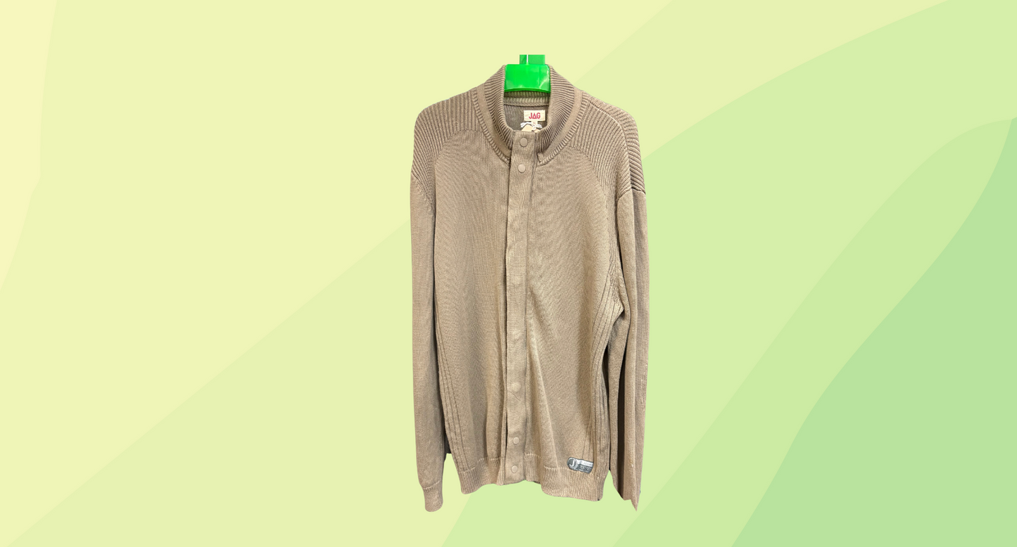 JAG Mens Knit Cardigan - XL - Khaki Green