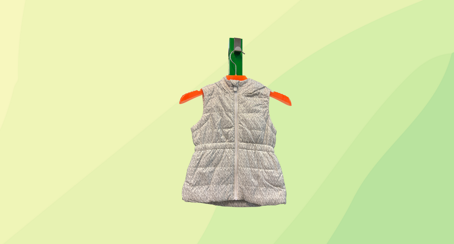 Michael Kors Girls Hooded Puffer Vest - Kids Size 3 - White/Grey