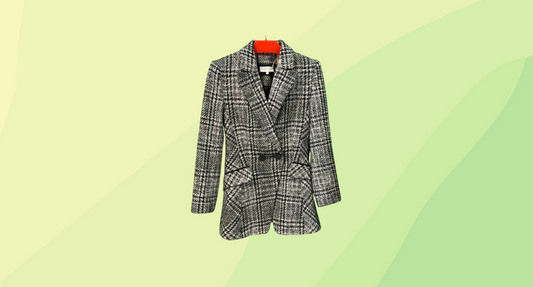 Veronika Maine Tweed Blazer Black Buttons - Size 6 - Black/White