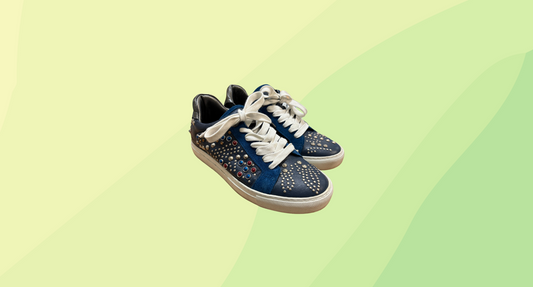 Zadig & Voltaire Leather Suede Studded Jungle Cloud Sneakers - Size 37 - Blue