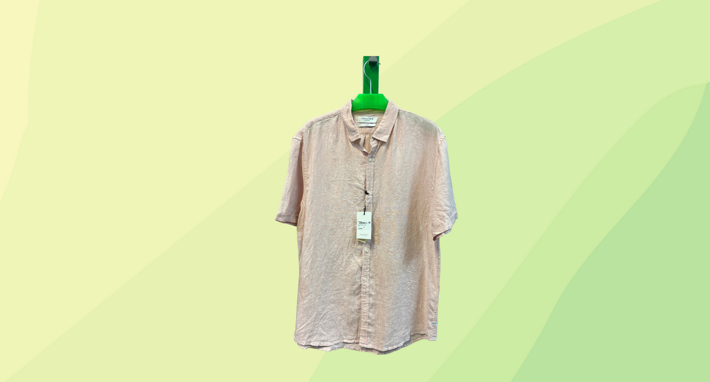 Industrie Mens The Tennyson Linen Shirt RRP $79.95 - L - Light Pink
