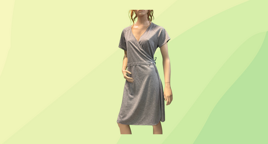 Kathmandu Adapt Reversible Wrap Dress RRP $179.98 - Size 16 - Grey Marle/Stripe