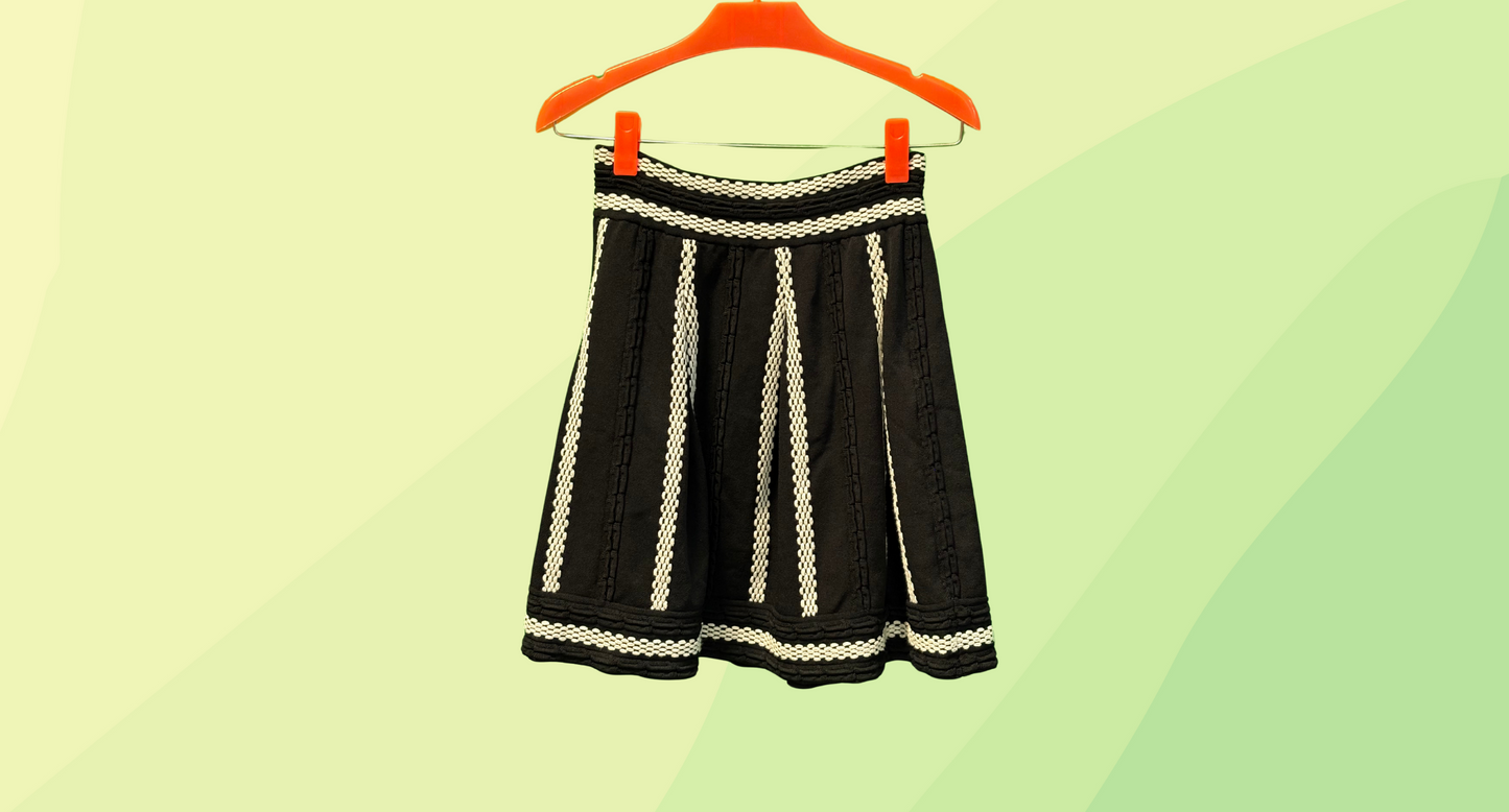 Maje Knitted Skirt RRP $380 - Size 3 - Black/White