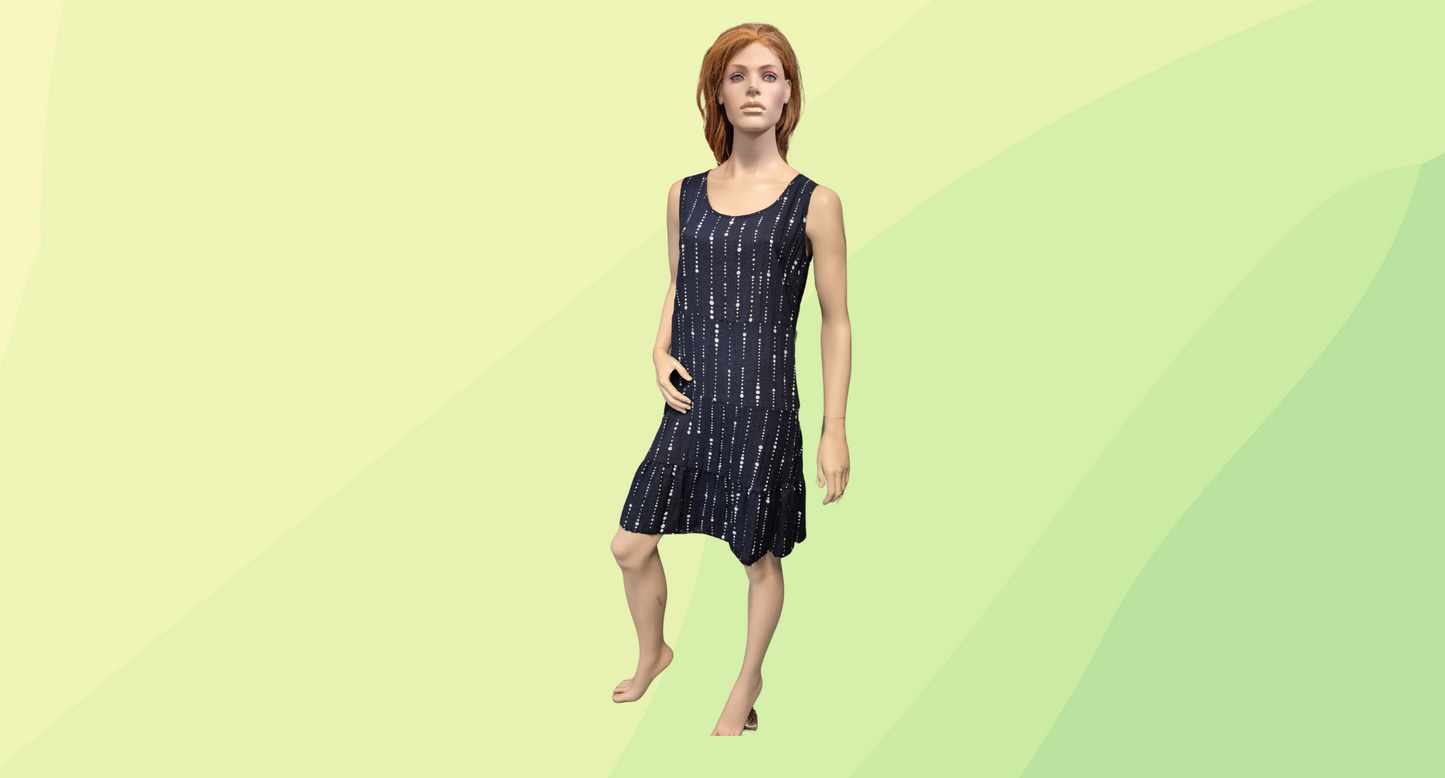 Gordon Smith Sleeveless Dress - Size 10 - Navy/White Spot