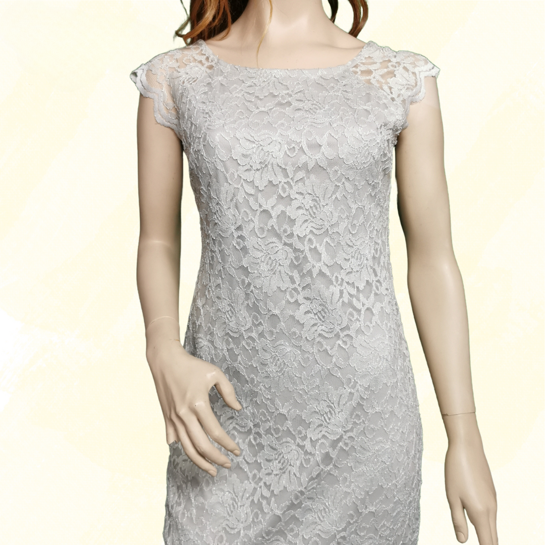 Liz Jordan Lace Dress - Size 12 - Gray