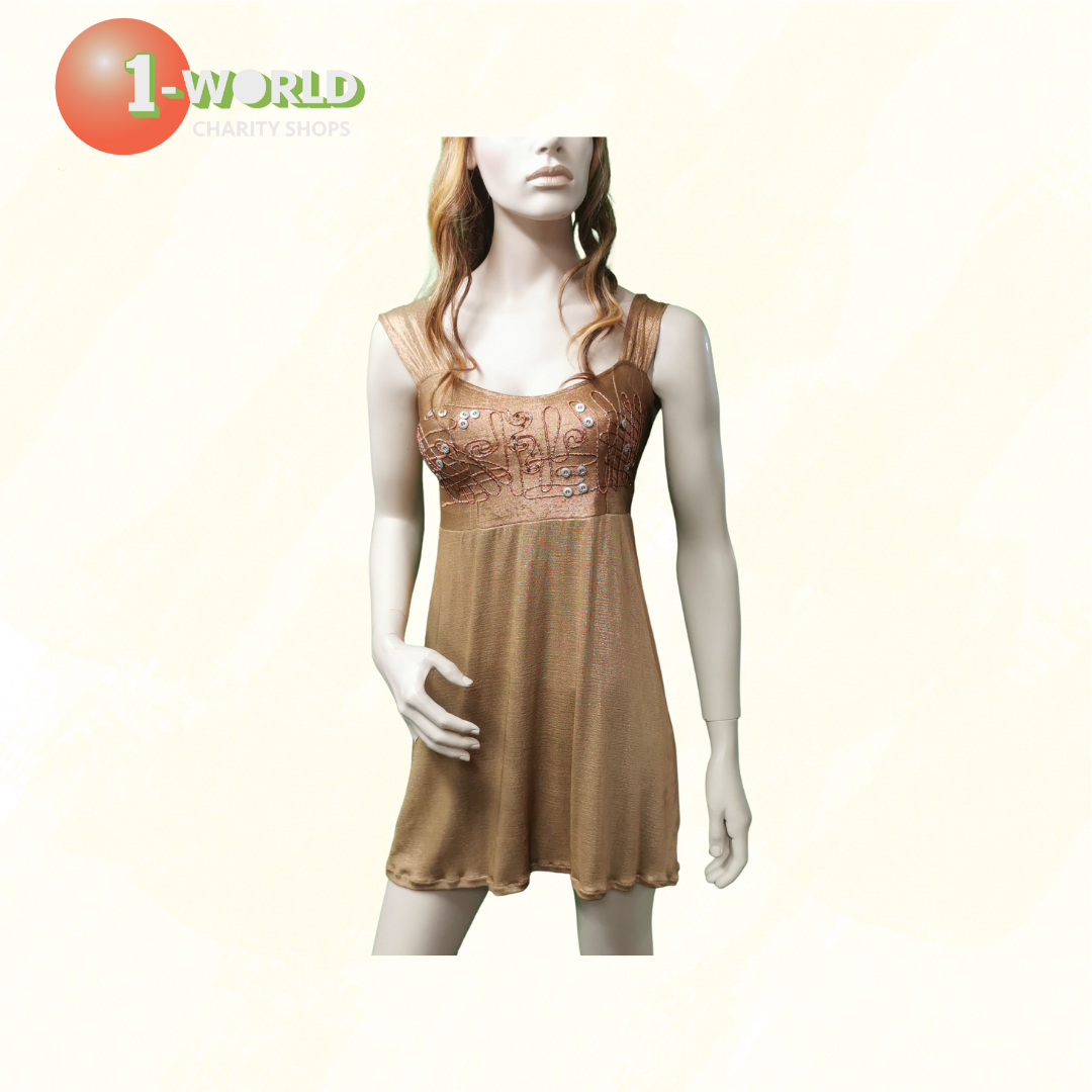 Save the Queen Embellished Mini Dress - M Gold