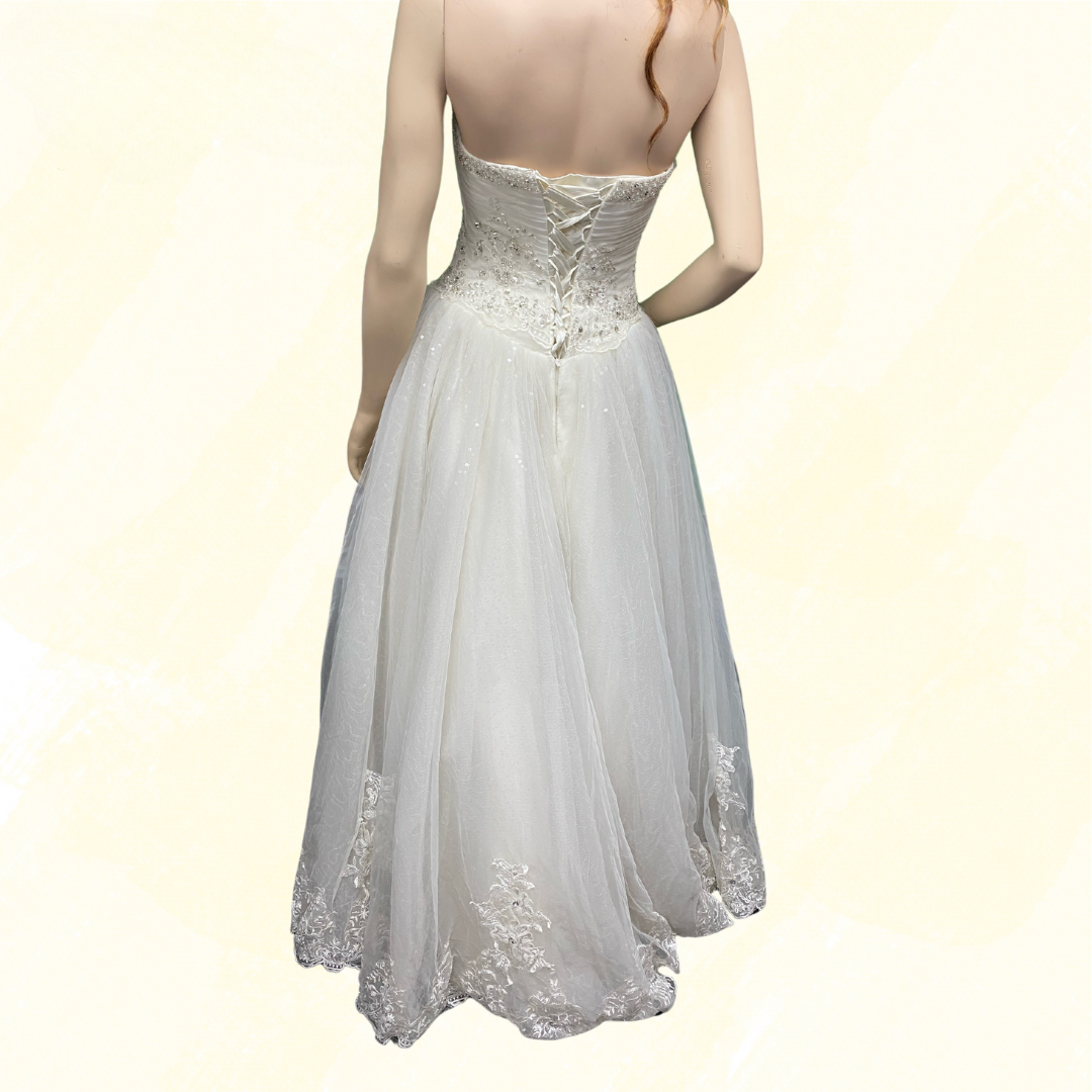Wedding Dress - Embellished full skirt - White - S