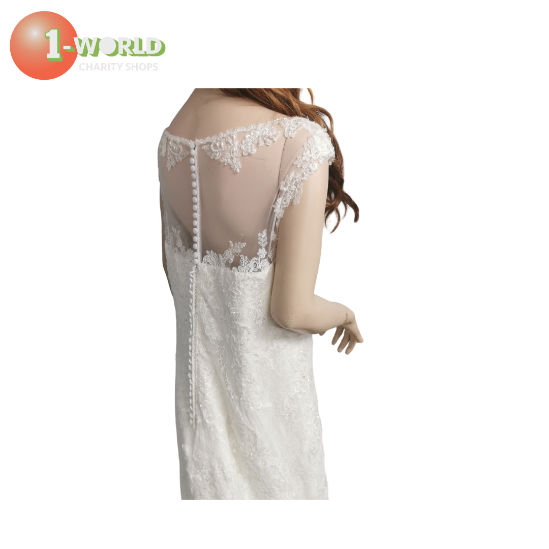 Roz La Kelin Mermaid V-Neck Sleeveless Lace Wedding Dress - XL