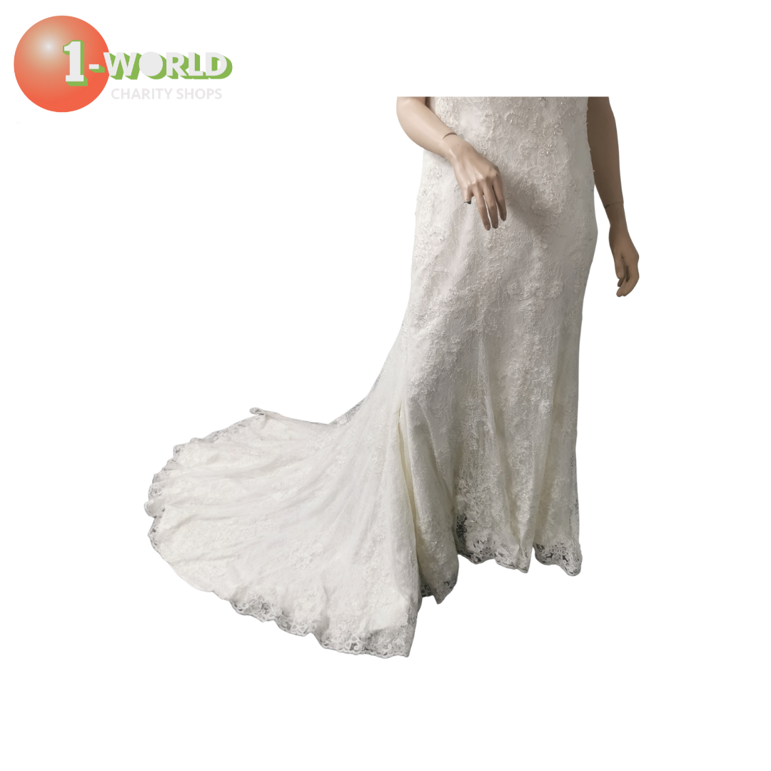 Roz La Kelin Mermaid V-Neck Sleeveless Lace Wedding Dress - XL