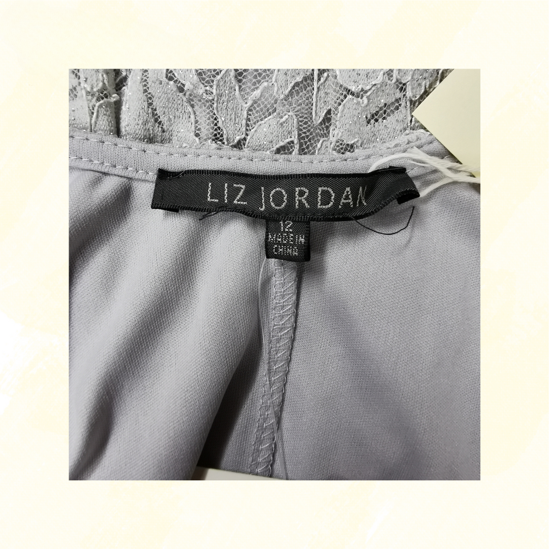 Liz Jordan Lace Dress - Size 12 - Gray