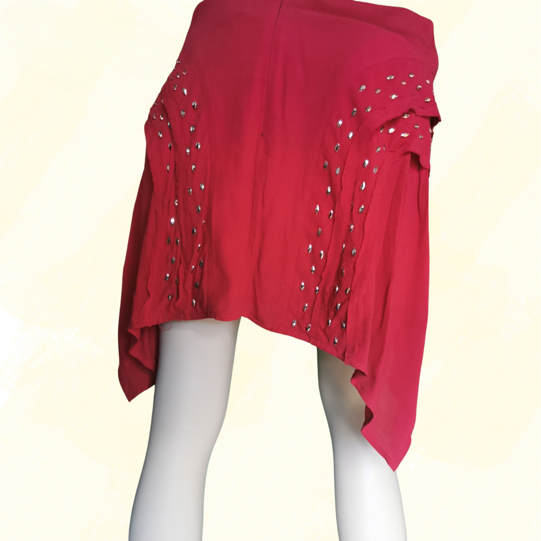 Sass & Bide Dusty Road Asymmetrical Embellished Mini Skirt - Size 8 - Red