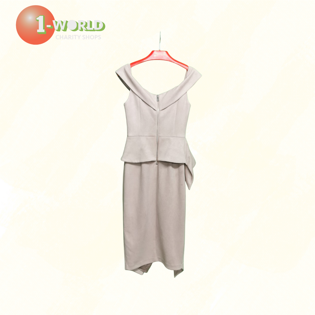 Sheike Fitted off shoulder Dress - 10 Pink Cream