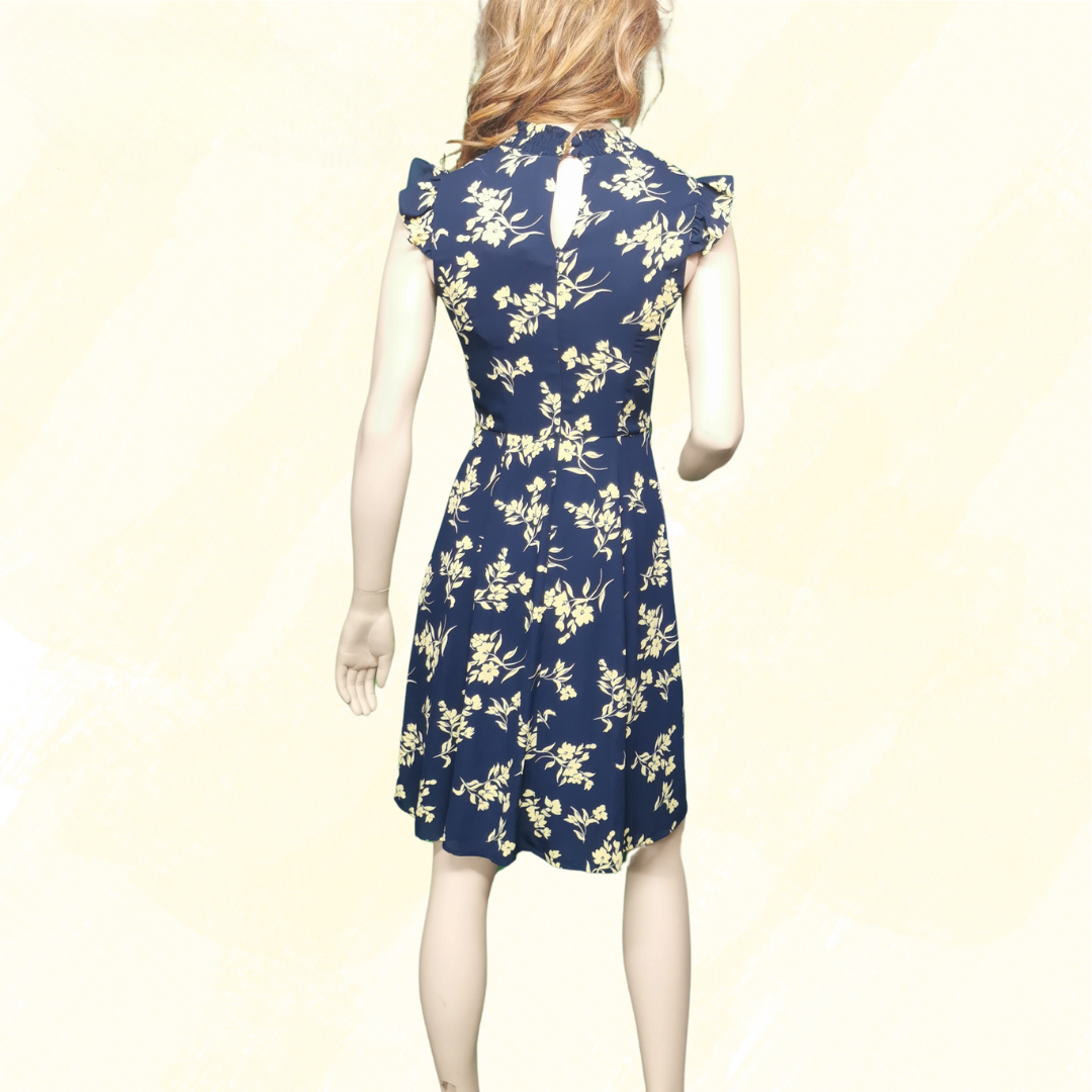 Review Dress - Size 6 - Navy/Yellow