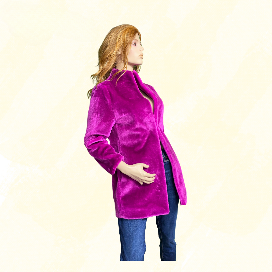 Intangible Jacket - Faux Fur Mid Length - Fuchsia 10