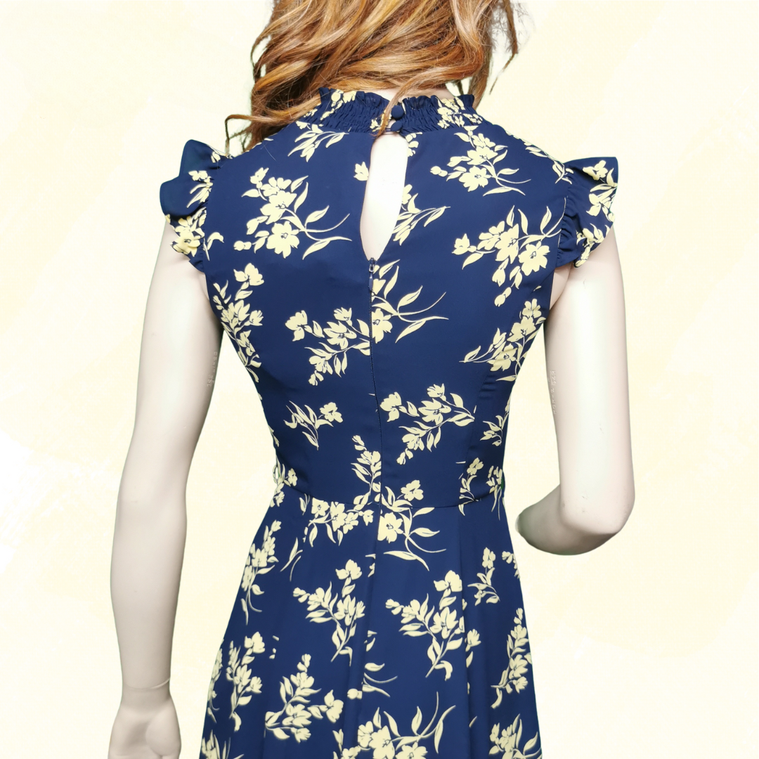 Review Dress - Size 6 - Navy/Yellow