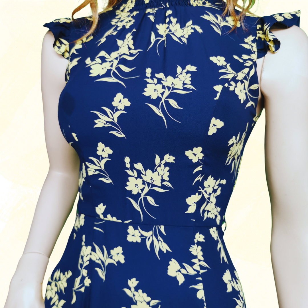 Review Dress - Size 6 - Navy/Yellow