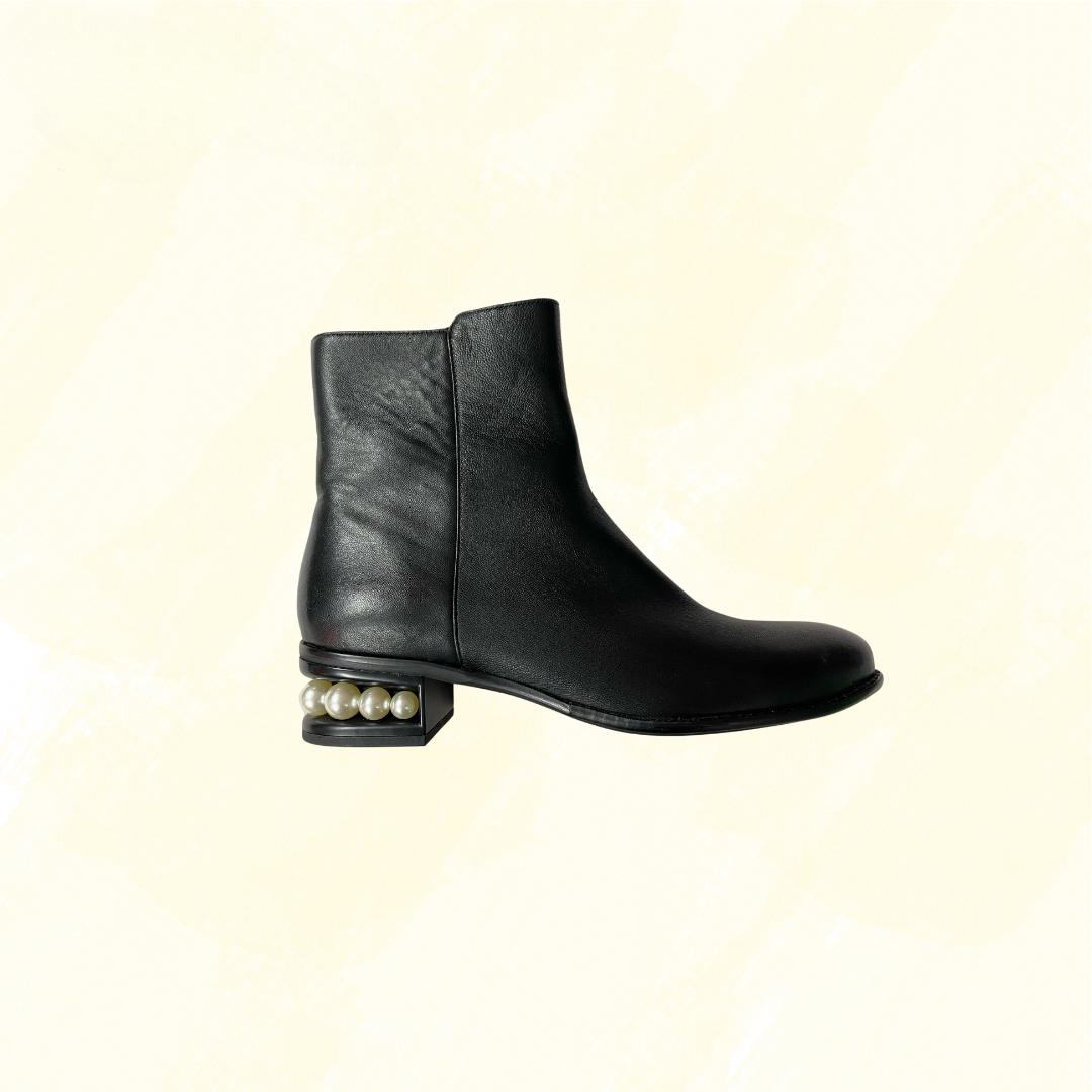 Blue Illusion - Jolie Boot with Pearl Heel highlight RRP $199.99 - Black - 39