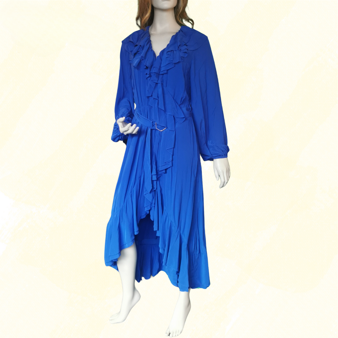 Witchery Elin Frill Dress RRP $249.95 - Size 12 - Vivid Blue 1-World Charity Shops Witchery Elin Frill Dress RRP $249.95 - Size 12 - Vivid Blue 1-World Charity Shops