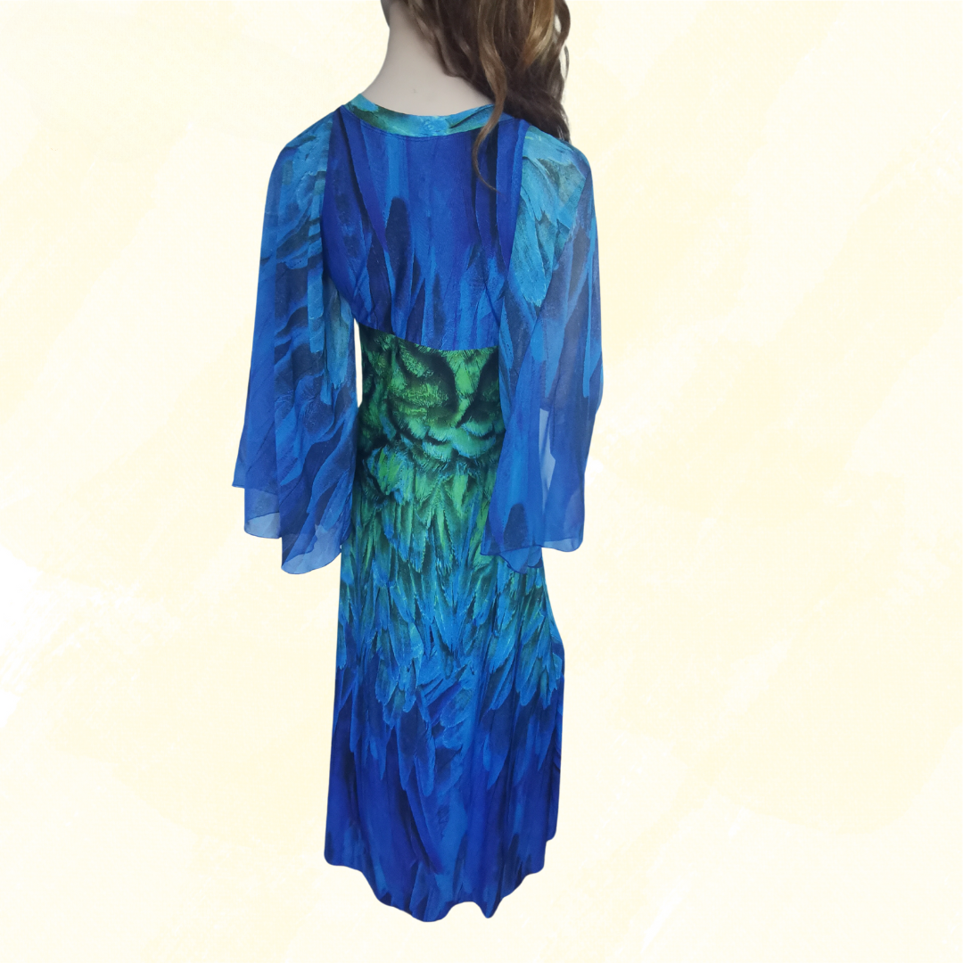 Roberto Cavali Dress Mid Length RRP $3000 - XL - Blue Pattern