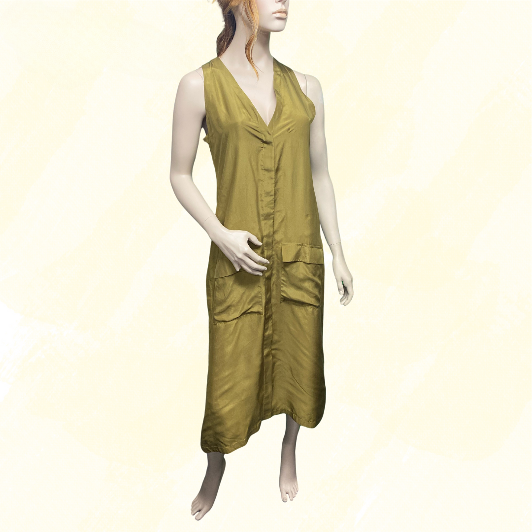 Lakshmi Fern Vest Olive Silk - Olive - S