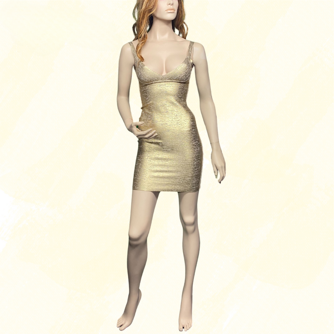 Bella Barnett Maryam Metallic Gold Cocktail Dress - Gold - XS