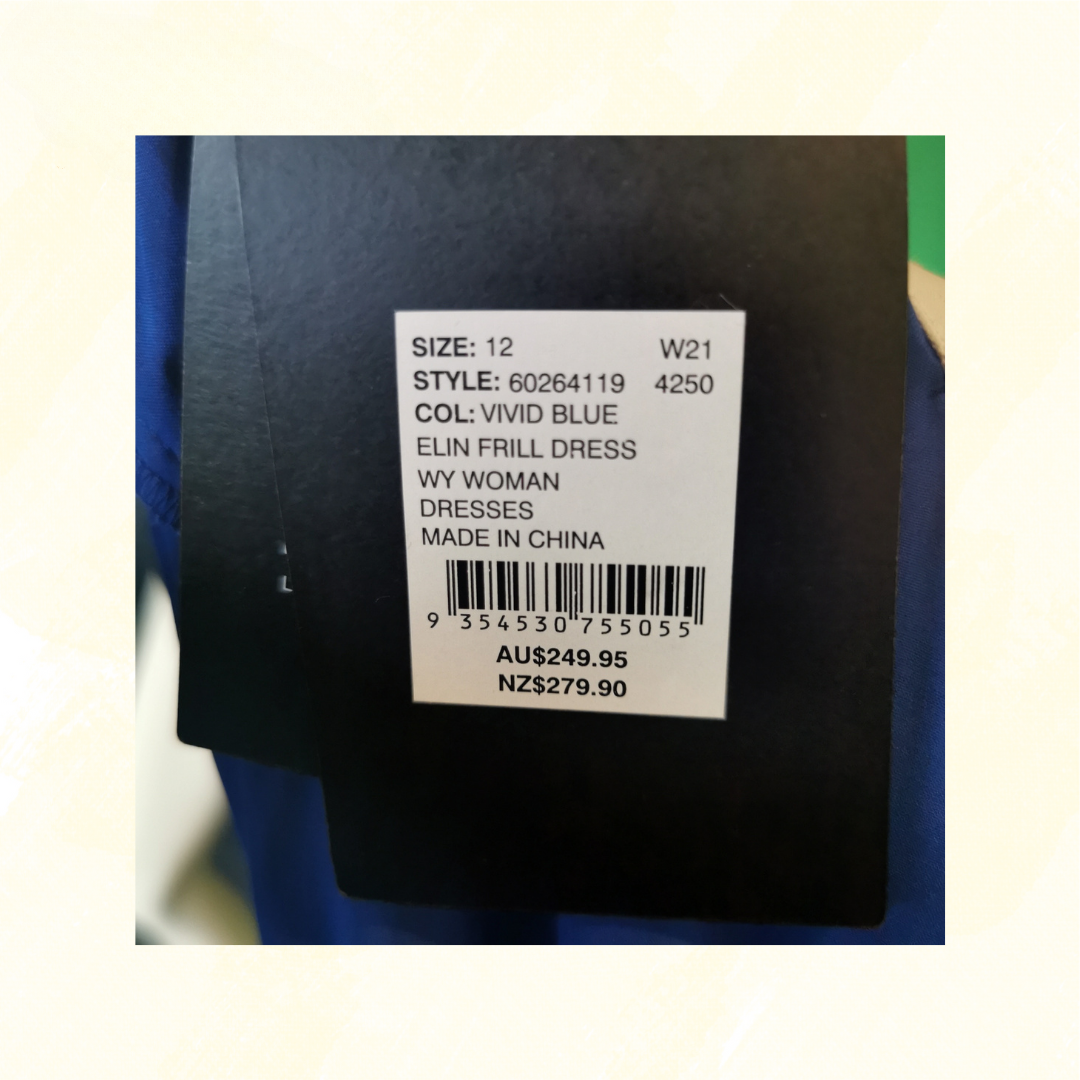 Witchery Elin Frill Dress RRP $249.95 - Size 12 - Vivid Blue