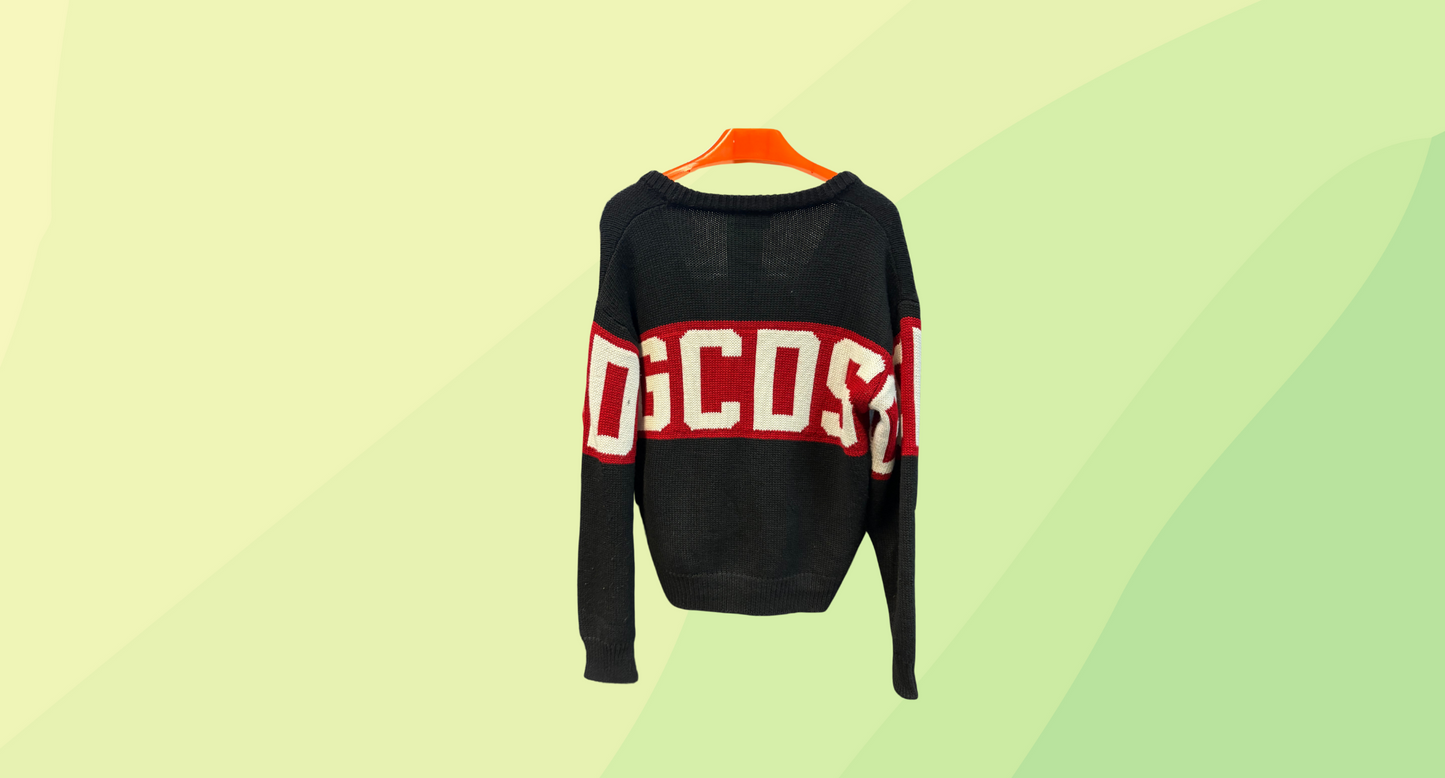 GCDS Logo Band Cardigan - S - Black/Red