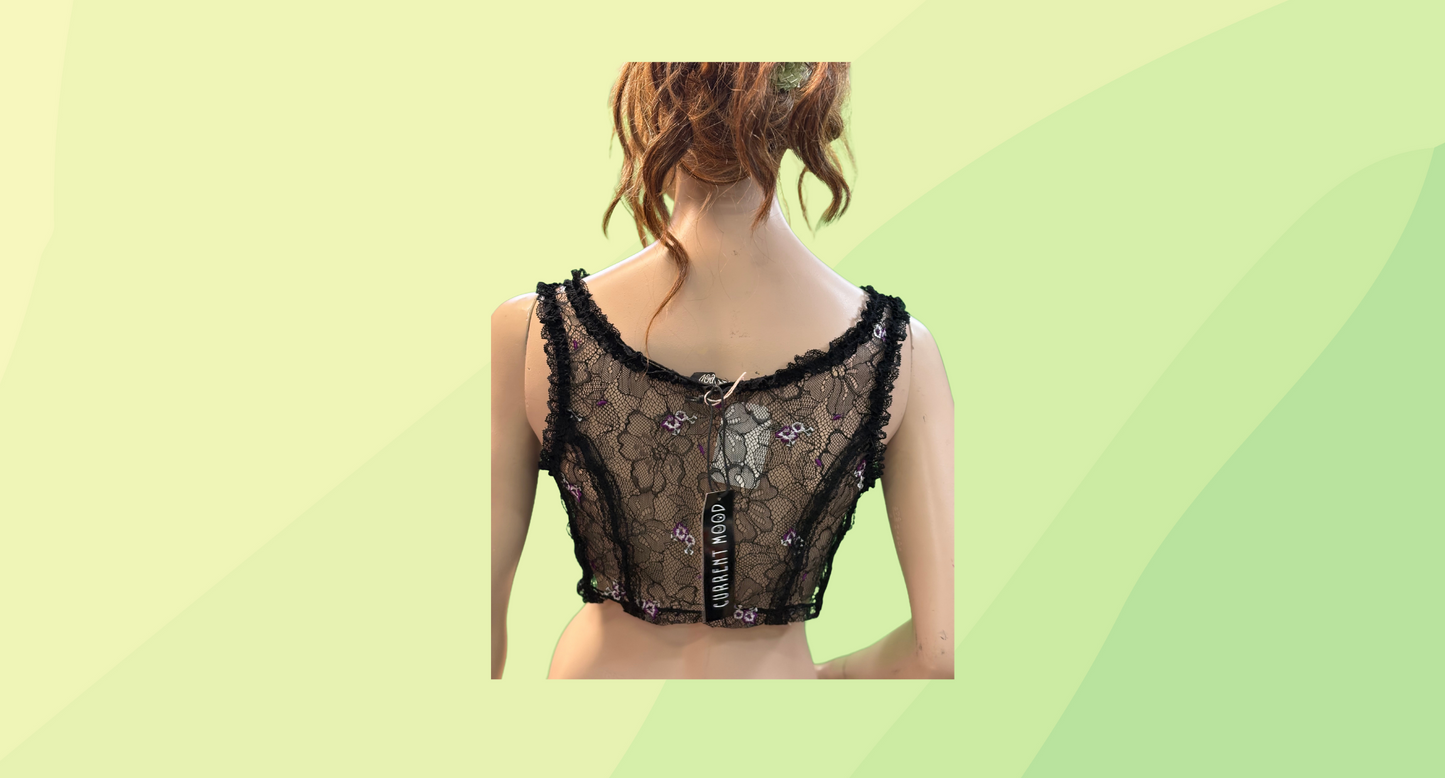 Dolls Kill Lace Bustier - L - Black/Purple