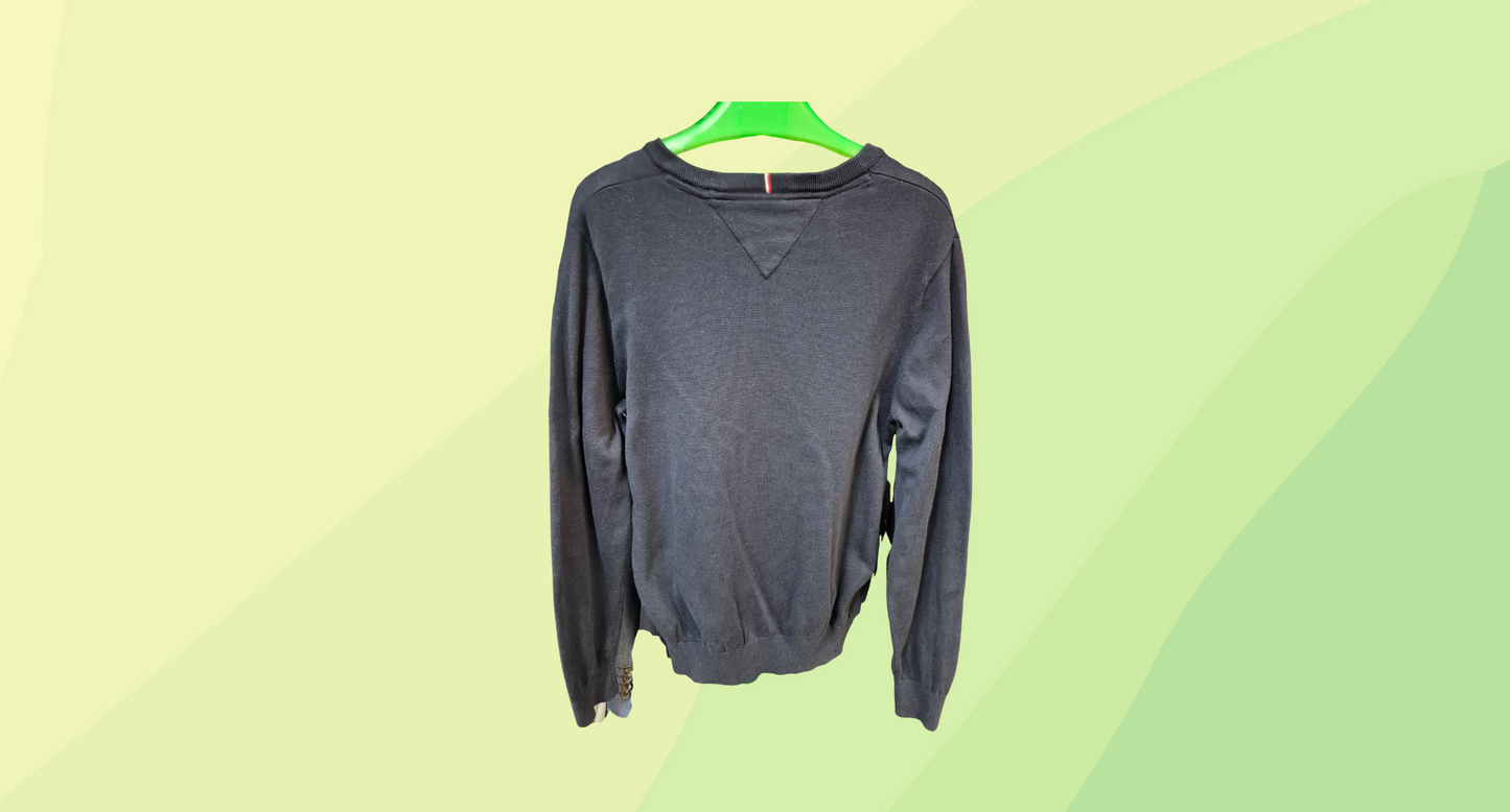 Tommy Hilfiger Mens V-Neck Knit Pullover - M - Navy