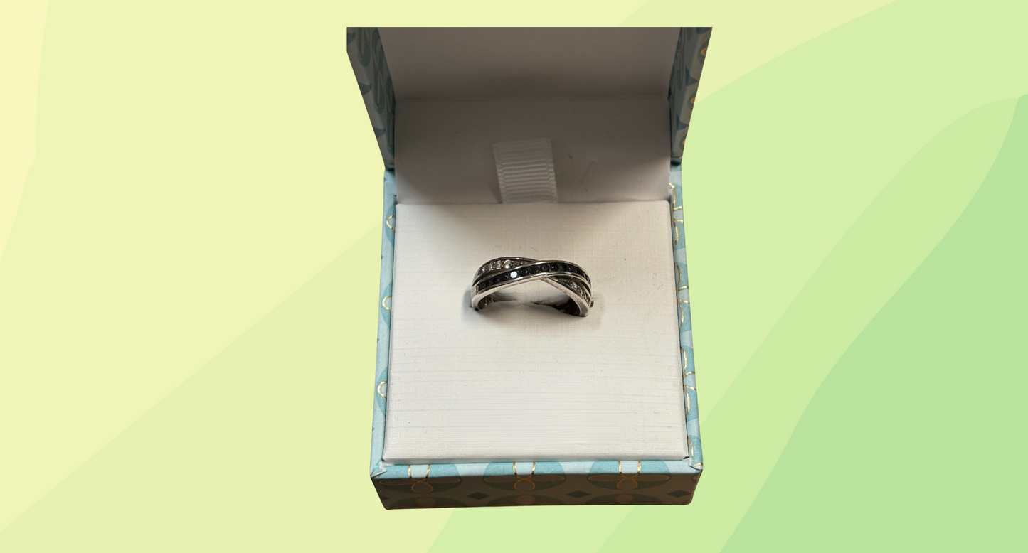Silver Crisscross Ring Size 'O'